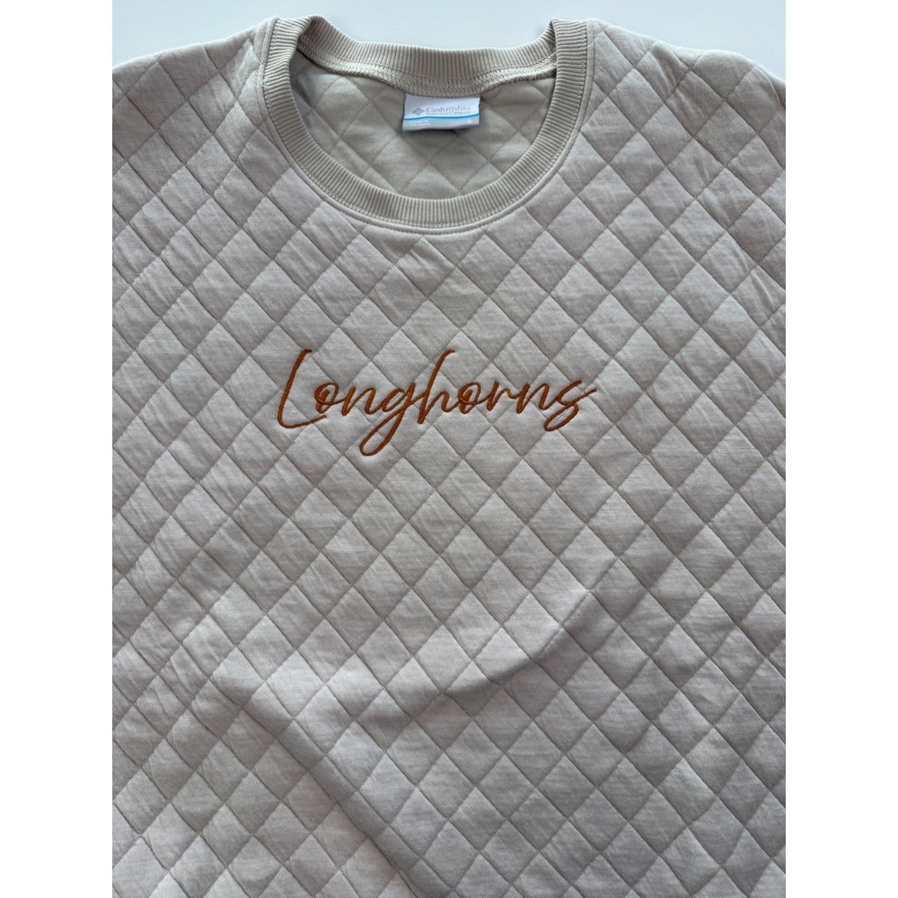 Women's Columbia Cream Texas Longhorns Embroidered Quilted Sweatshirt Small